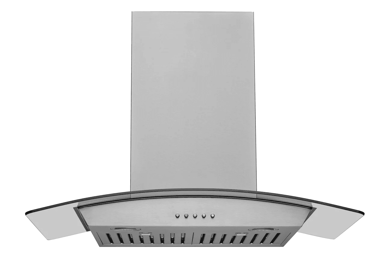 Hauslane Mount 30 Inch Wall Mount Range Hood with Tempered Glass in Stainless Steel
