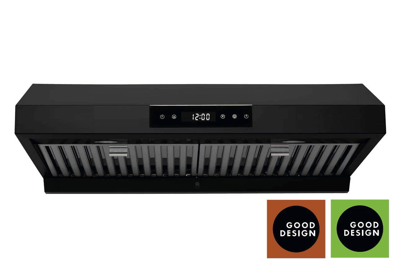 Hauslane Cabinet 30 Inch Under Cabinet Versa Vent Range Hood with Stainless Steel Filters in Matte Black