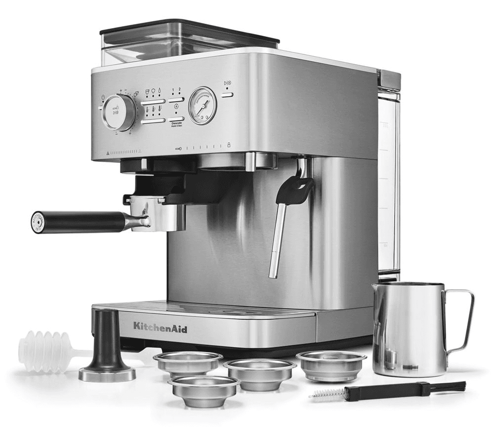 KitchenAid Semi Automatic Espresso Machine with Burr Grinder - Brushed Stainless Steel