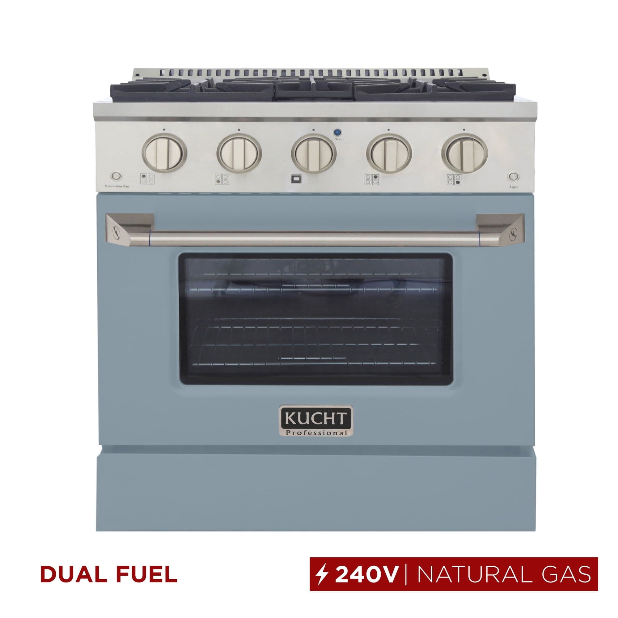 30 in. 4.2 cu. ft. Dual Fuel Range Natural Gas Sealed Burners in Light Blue.