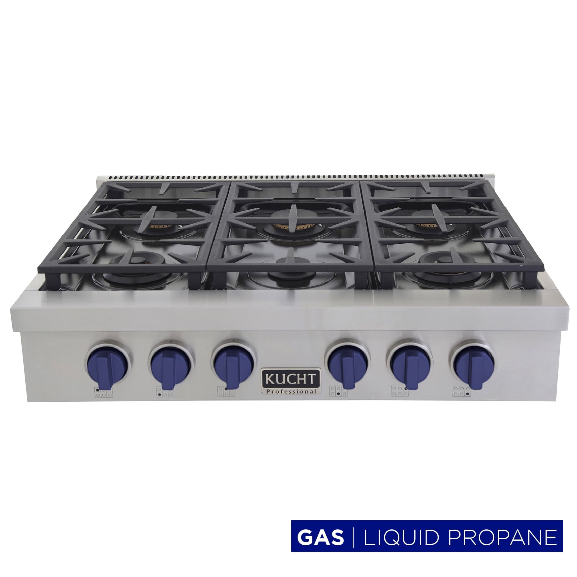 36 in. Propane Gas Range in Stainless Steel with Royal Blue Knobs