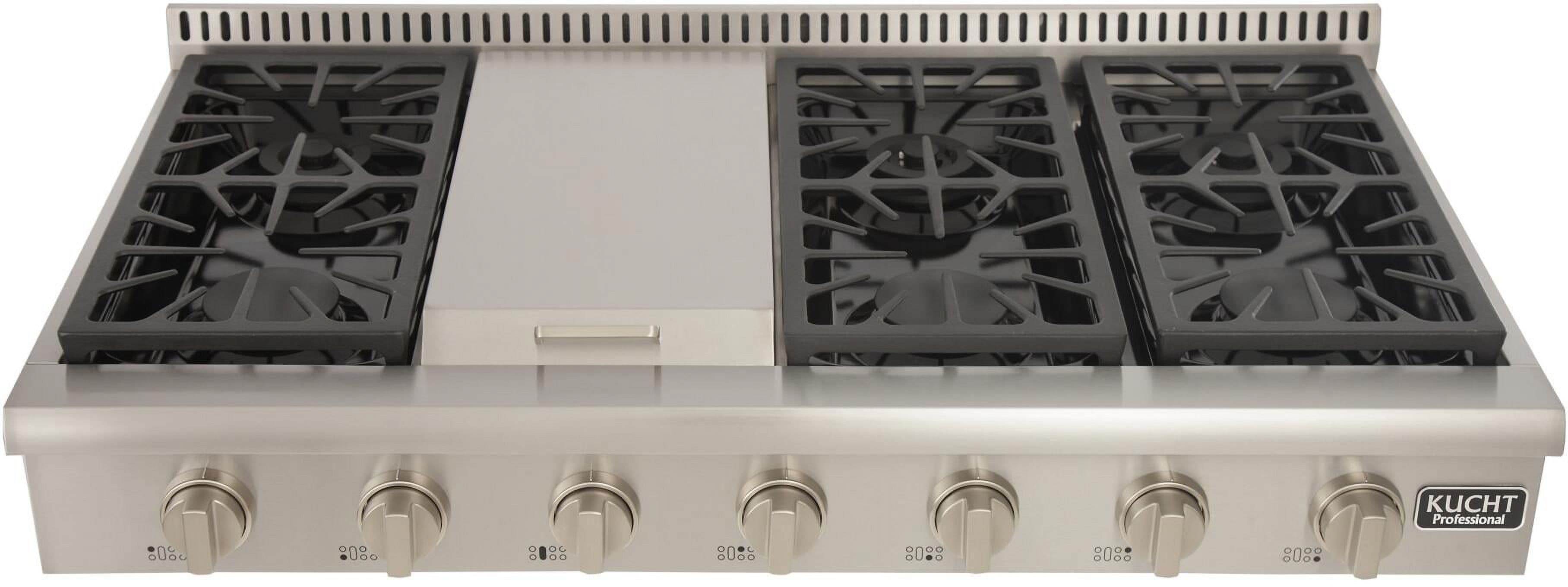 Kucht Professional 48" Modern Stainless Steel Propane Gas Range Top in Silver