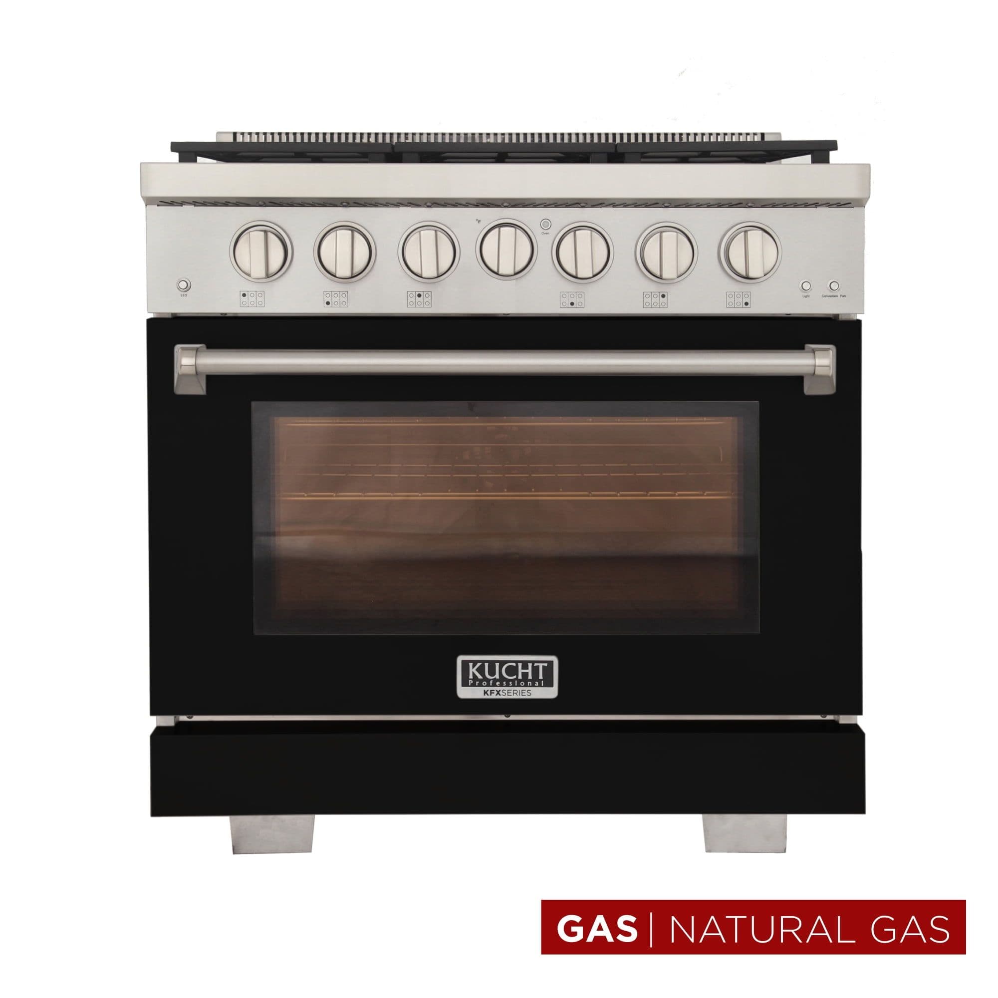 Professional 36-in Natural Gas Range in Black with True Simmer Burners
