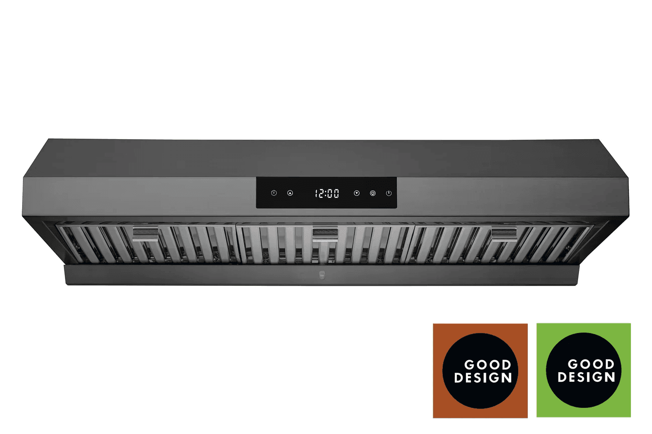 Hauslane Cabinet 36 Inch Under Cabinet Versa Vent Range Hood with Stainless Steel Filters in Black Stainless Steel