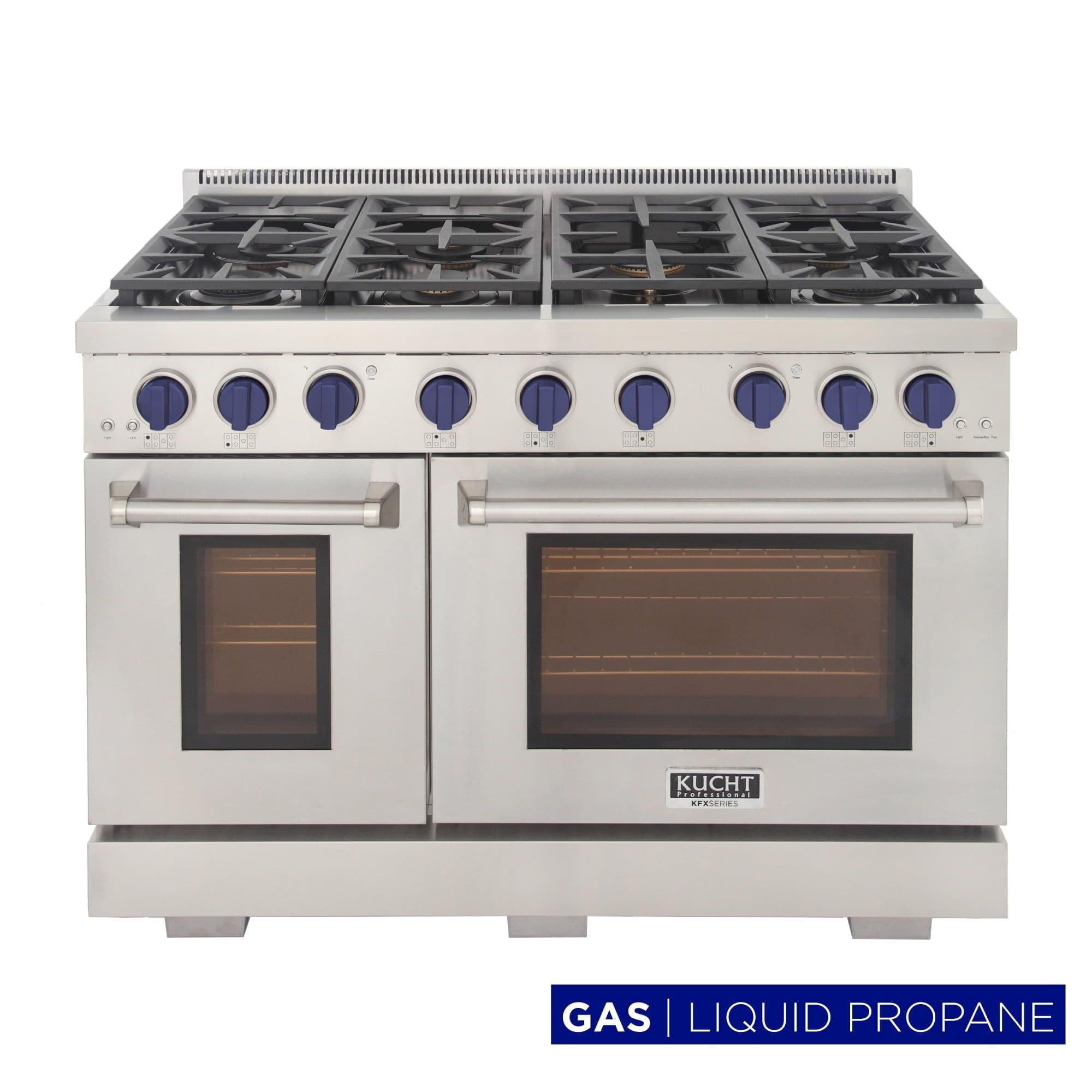 Kucht Professional 48" Stainless Steel Propane Gas Range in Blue/Silver