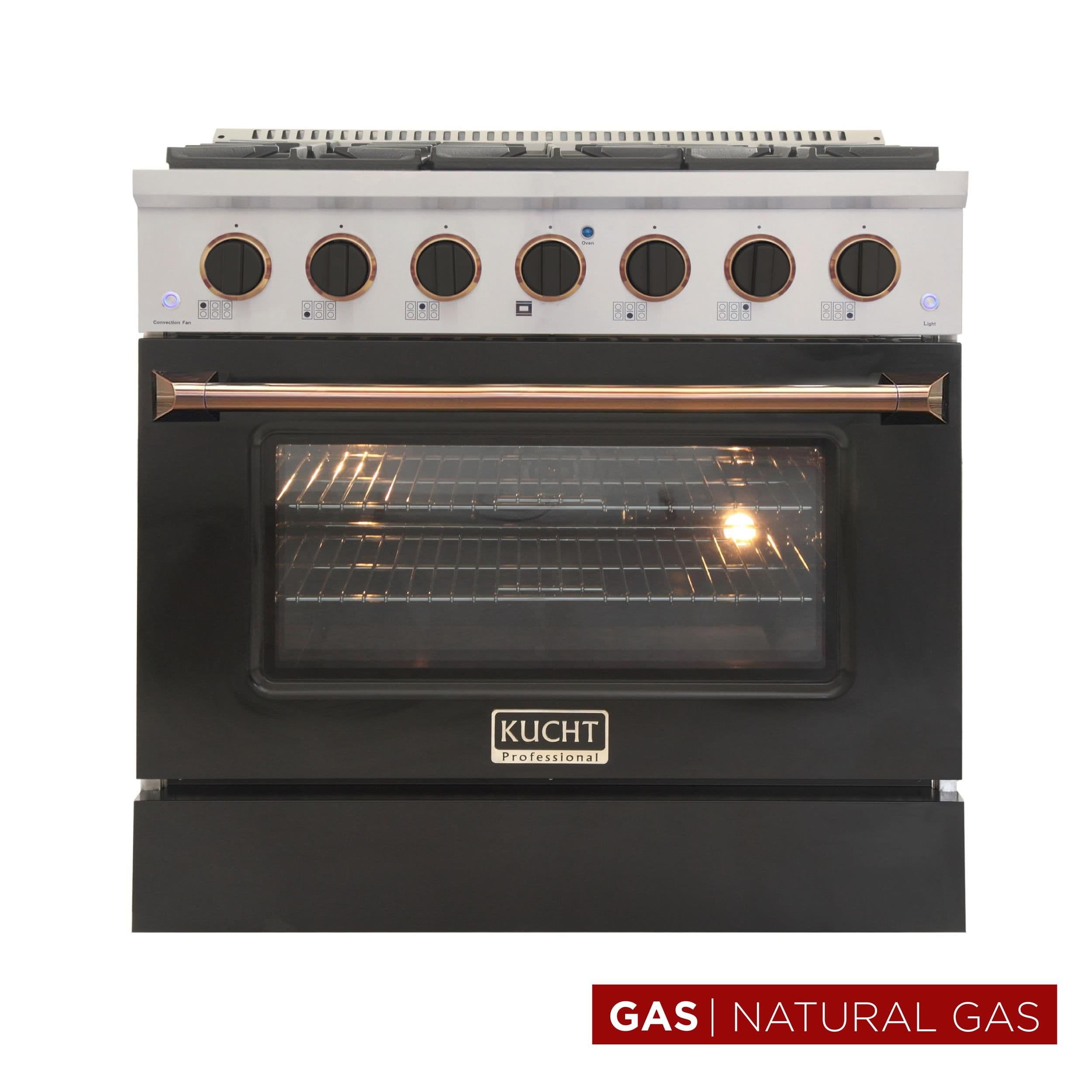 Kucht Professional 36" Stainless Steel Natural Gas Range in Silver/Black/Gold