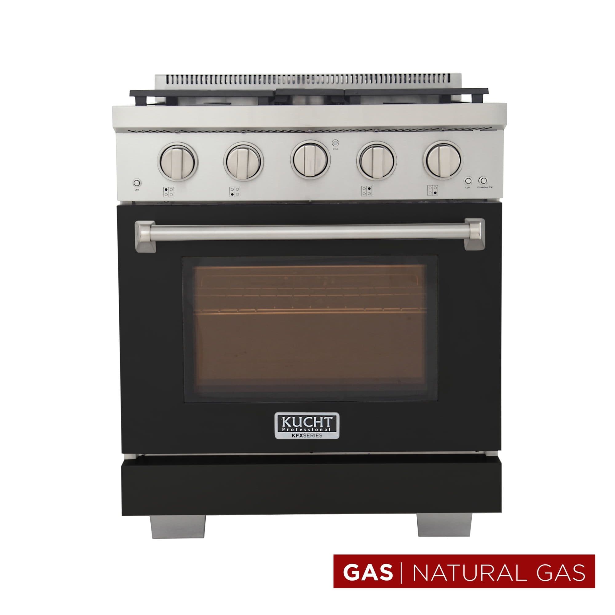 Professional 30-in Natural Gas Range in Black with True Simmer Burners