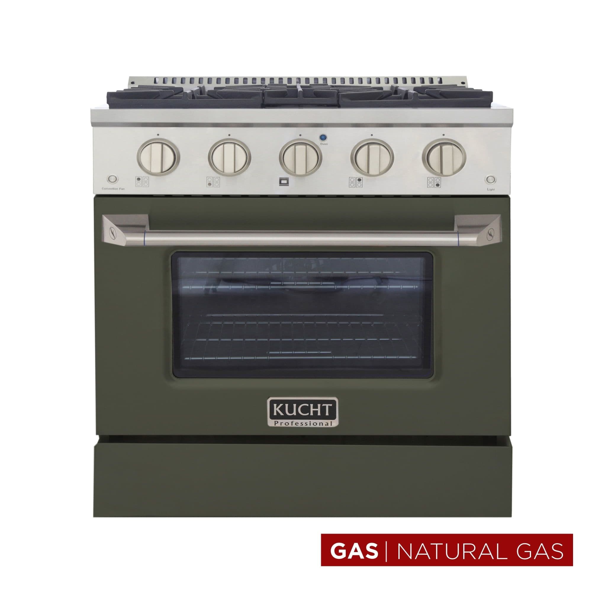 30 in. 4.2 cu. ft. Natural Gas Range with Convection Oven in Olive Green