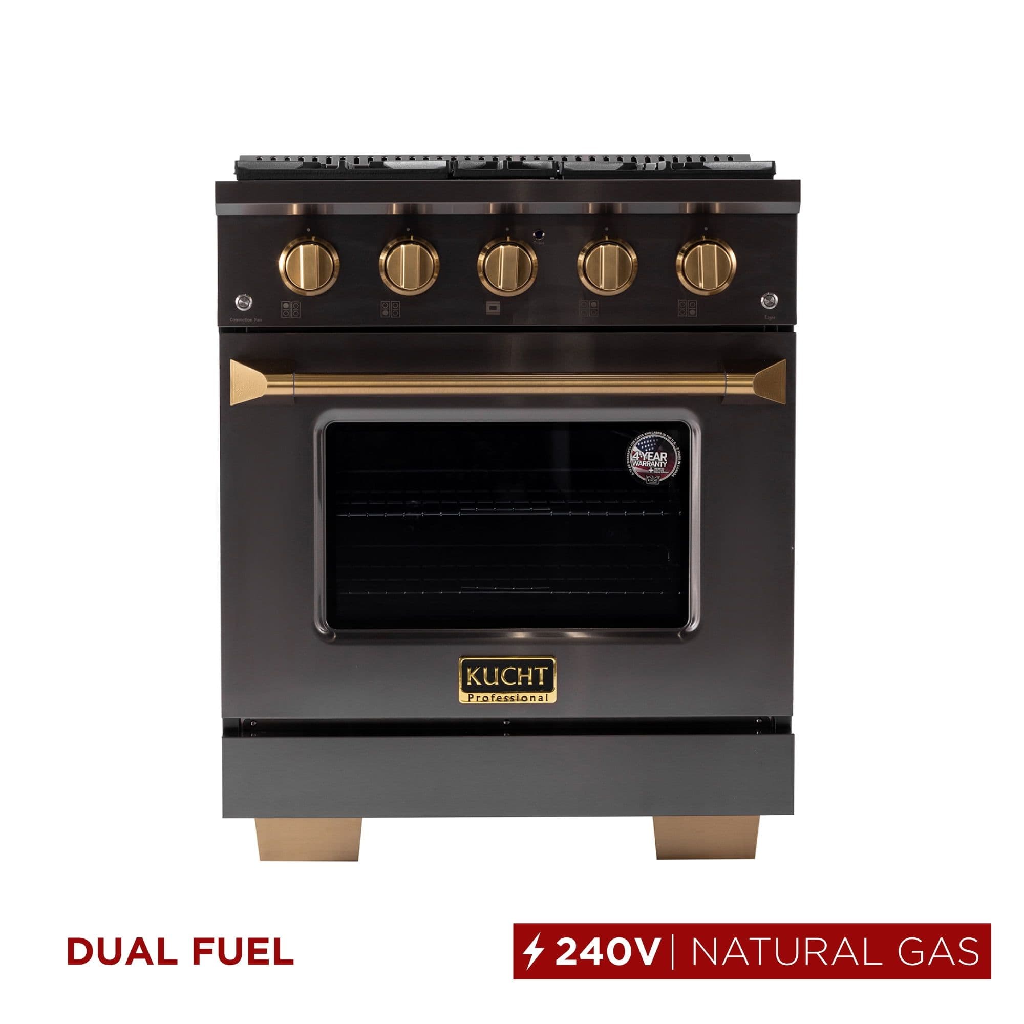 30 in. 5.2 cu. ft. Dual Fuel Range Natural Gas in Titanium Stainless Steel