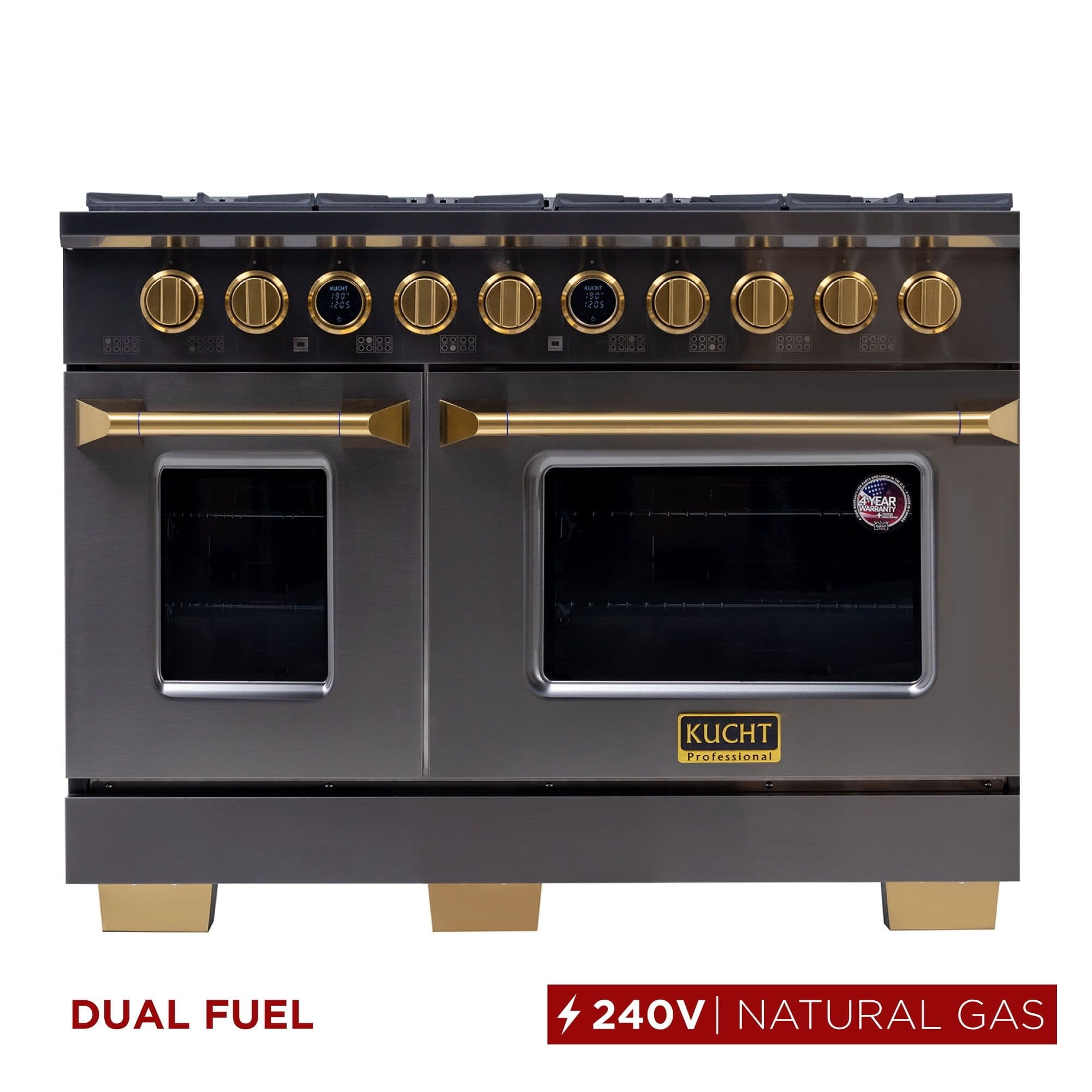 48 in. 8 Burners Dual Fuel Range for Natural Gas in Titanium Stainless steel.