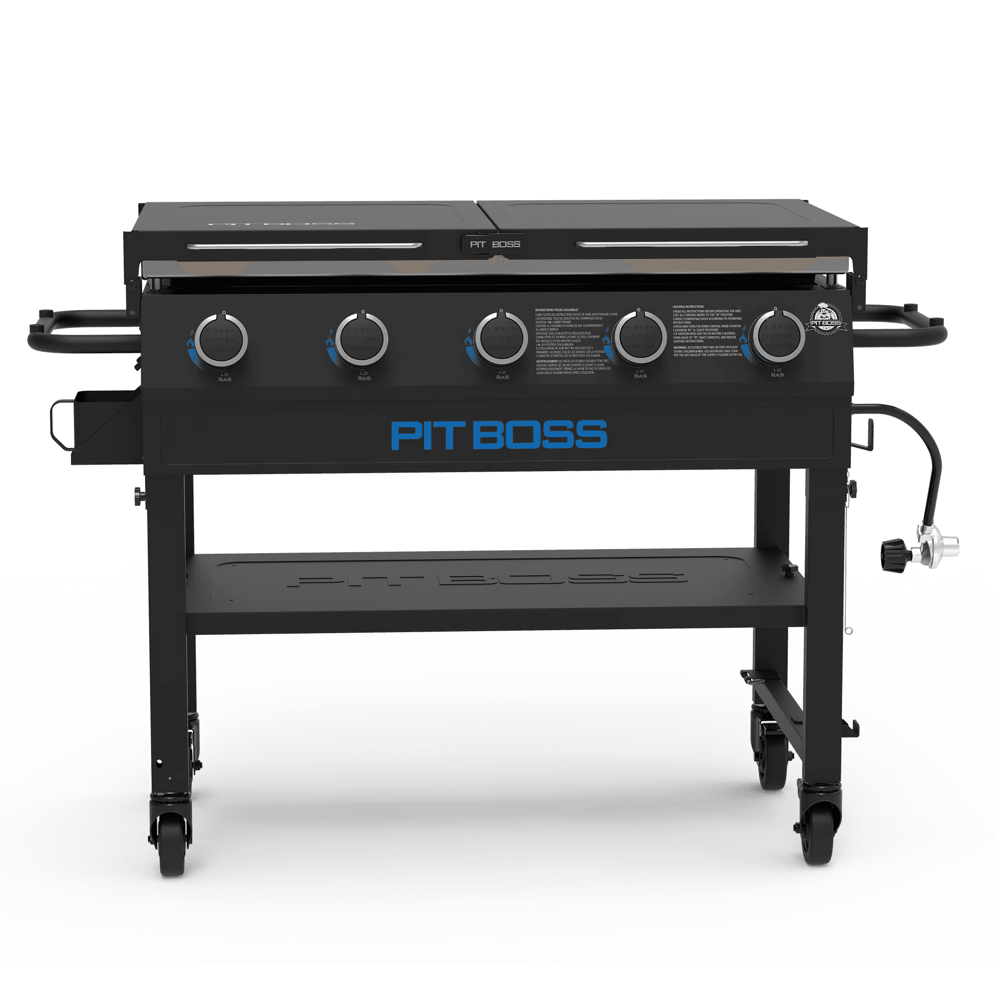 Pit Boss Deluxe 5-Burner Propane Griddle with Folding Side Shelves
