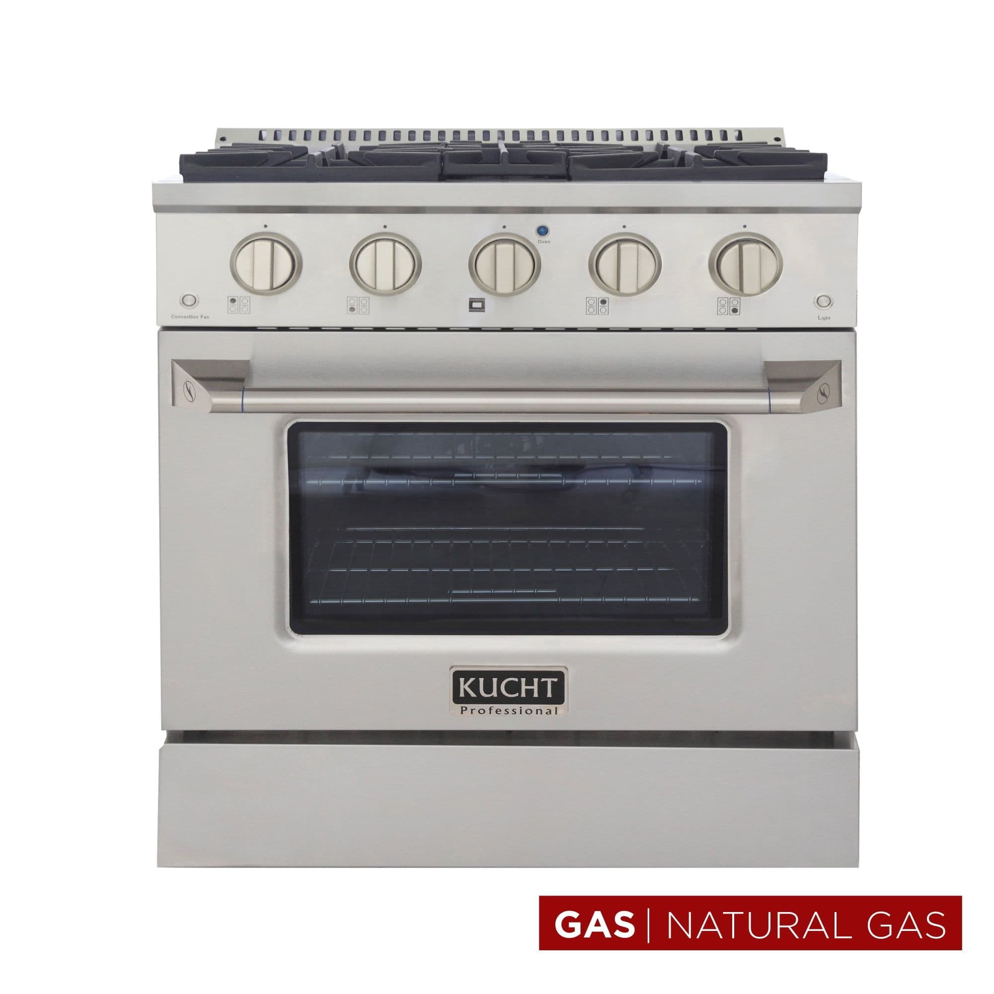 Kucht Professional 30" Stainless Steel Natural Gas Range with Knobs in Silver
