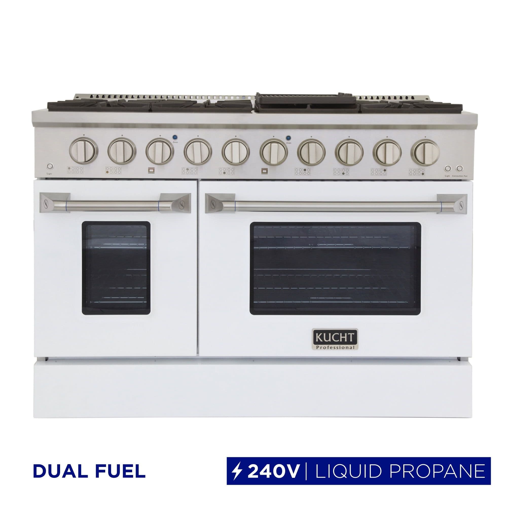 48 in. 6.7 cu. ft. Dual Fuel Range for Propane Gas in White