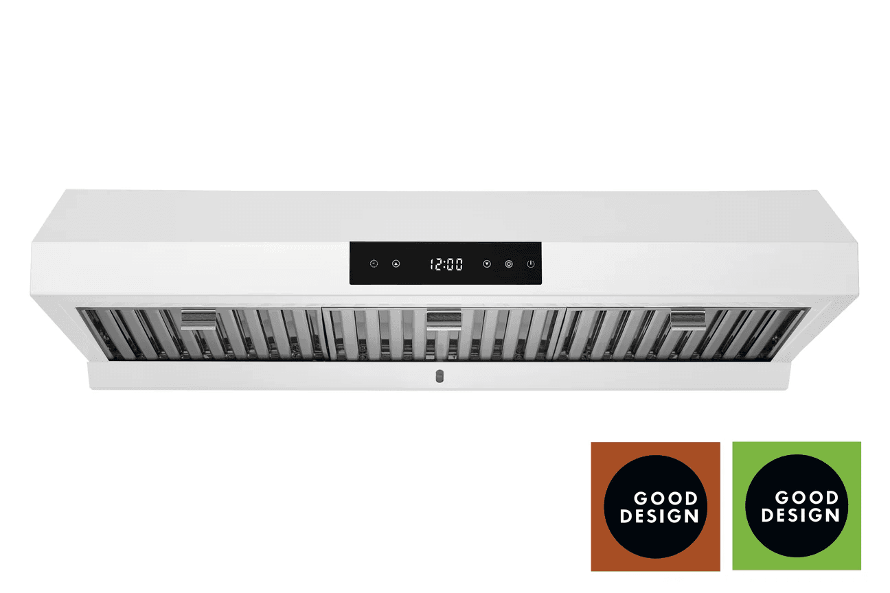 Hauslane Cabinet 36 Inch Under Cabinet Versa Vent Range Hood with Stainless Steel Filters in Matte White